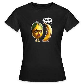 Zitrone vs Banane: Streit im Obstkorb - Frauen T-Shirt - Schwarz - Vorne - AI Model Female 172 dark (172cm)