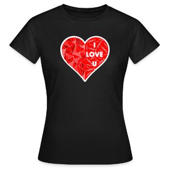 I LOVE U HEART - Women's T-Shirt - black - Front - AI Model Female 172 dark (172cm)