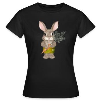 putziges Kaninchen mit Karotte und Shorts - Frauen T-Shirt - Schwarz - Vorne - AI Model Female 172 dark (172cm)