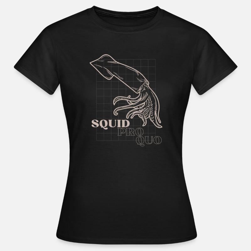 Squid Pro Quo Line Art Grid - Women's T-Shirt - black