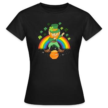 Dabbing Leprechaun Pot de trèfle d’or St. Patrick’s Day - T-shirt Femme - noir - Devant - AI Model Female 172 dark (172cm)