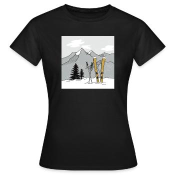 Skiing in winter in the mountains - Women's T-Shirt - black - Front - AI Model Female 172 dark (172cm)