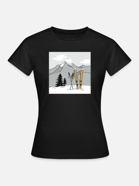 Ski fahren im Winter in den Bergen - Frauen T-Shirt - Schwarz
