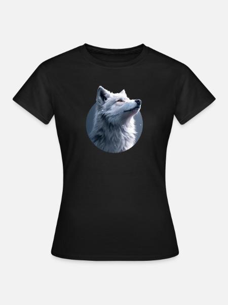 Weißer Wolf Illustration - Frauen T-Shirt - Schwarz