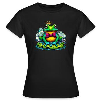 Grenouille à la couronne du roi - T-shirt Femme - noir - Devant - AI Model Female 172 dark (172cm)