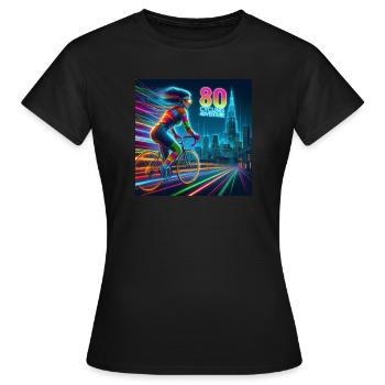 80s Cycling Adventure Neon Girl Bike Retro Style - Women's T-Shirt - black - Front - AI Model Female 172 dark (172cm)