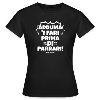 Sicily t-shirt Sicilian proverb called aphorism - Women's T-Shirt - black - Front - AI Model Female 172 dark (172cm)