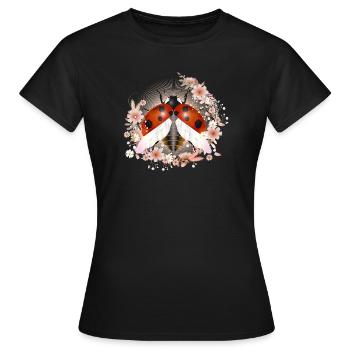 coccinelle rayonnante enchanteresse avec des fleurs - T-shirt Femme - noir - Devant - AI Model Female 172 dark (172cm)