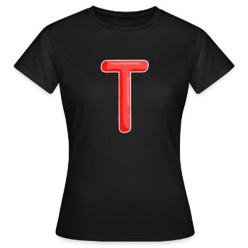 Letter T Initial Letter - Women's T-Shirt - black - Front - AI Model Female 172 dark (172cm)