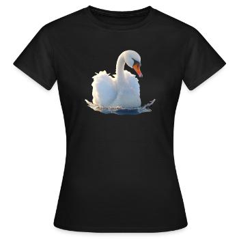 Swan Mute Swan Goose Duck Swan White Swans - Women's T-Shirt - black - Front - AI Model Female 172 dark (172cm)