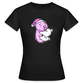Pig Tired Sleeping Sleeping Girl - Women's T-Shirt - black - Front - AI Model Female 172 dark (172cm)