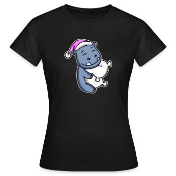 Hippopotamus Tired Sleeping Sleeping Girl - Women's T-Shirt - black - Front - AI Model Female 172 dark (172cm)