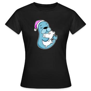 Sea Lion Tired Sleeping Sleeping Girl - Women's T-Shirt - black - Front - AI Model Female 172 dark (172cm)