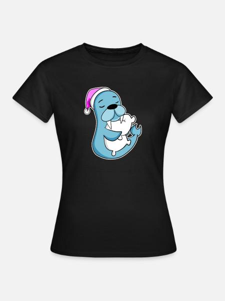 Seelöwe Müde Ausschlafen Schlafen Mädchen - Frauen T-Shirt - Schwarz