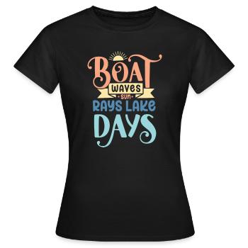 Boat Waves Sun Rays Lake Days - Women's T-Shirt - black - Front - AI Model Female 172 dark (172cm)