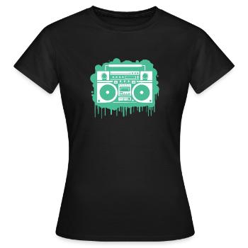 Cyan Boom Box - Women's T-Shirt - black - Front - AI Model Female 172 dark (172cm)