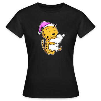 Cheetah Tired Sleeping Sleeping Girl - Women's T-Shirt - black - Front - AI Model Female 172 dark (172cm)