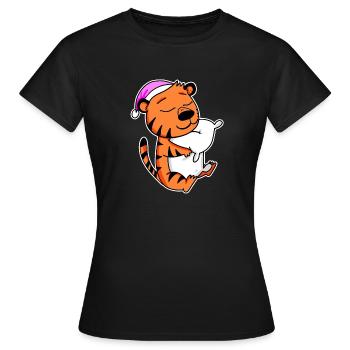Tiger Tired Sleeping Sleeping Girl - Women's T-Shirt - black - Front - AI Model Female 172 dark (172cm)