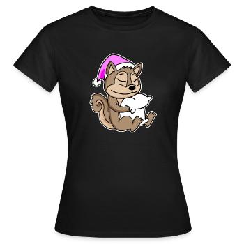 Squirrel Tired Sleeping Sleeping Girl - Women's T-Shirt - black - Front - AI Model Female 172 dark (172cm)