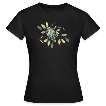 exotisches afrikanisches Krabbeltier mit Blätter - Frauen T-Shirt - Schwarz - Vorne - AI Model Female 172 dark (172cm)