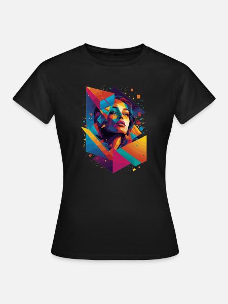 Moderne Gesichts Kunst - Frauen T-Shirt - Schwarz