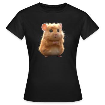 Hamster, Rongeur, Hamster doré, Hamster européen, Hamster - T-shirt Femme - noir - Devant - AI Model Female 172 dark (172cm)