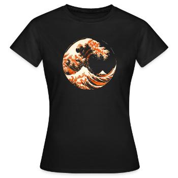 Stylized Hokusai Wave - Women's T-Shirt - black - Front - AI Model Female 172 dark (172cm)