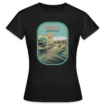 Illustration Architecture Moderne Berlin - T-shirt Femme - noir - Devant - AI Model Female 172 dark (172cm)