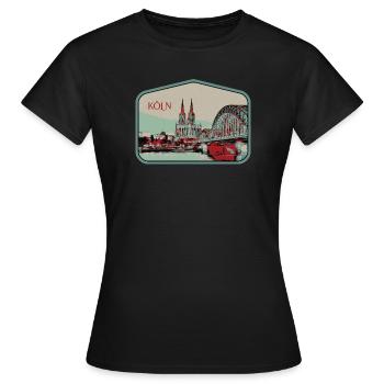Illustration vue panoramique de Cologne - T-shirt Femme - noir - Devant - AI Model Female 172 dark (172cm)