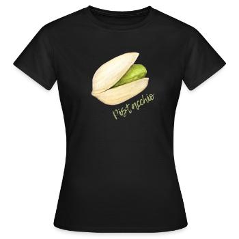 Pistache avec coquille et noyau - T-shirt Femme - noir - Devant - AI Model Female 172 dark (172cm)