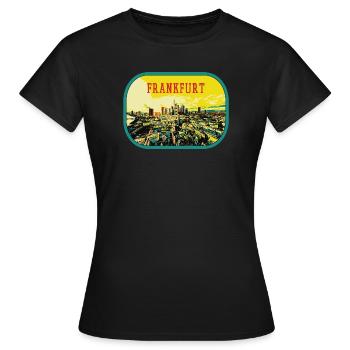 Vue panoramique colorée de la ville de Francfort - T-shirt Femme - noir - Devant - AI Model Female 172 dark (172cm)