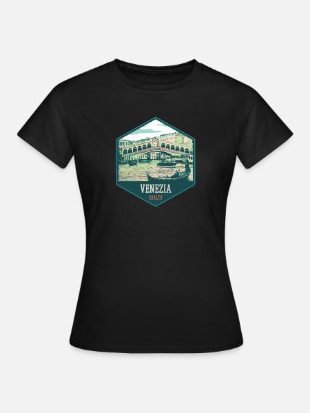 Illustration of the Rialto Bridge, Venice - Women's T-Shirt - black