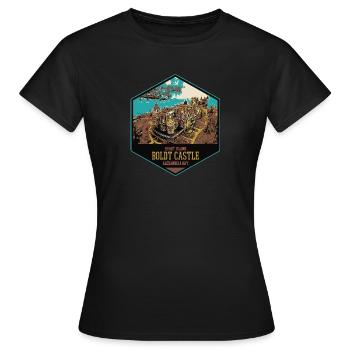 Schloss Boldt: Romantik auf der Herzinsel - Frauen T-Shirt - Schwarz - Vorne - AI Model Female 172 dark (172cm)