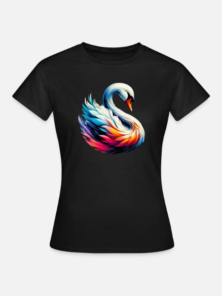Schwan - Frauen T-Shirt - Schwarz