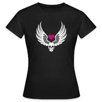 Crâne Coeur Brisé Anti Saint-Valentin - T-shirt Femme - noir - Devant - AI Model Female 172 dark (172cm)