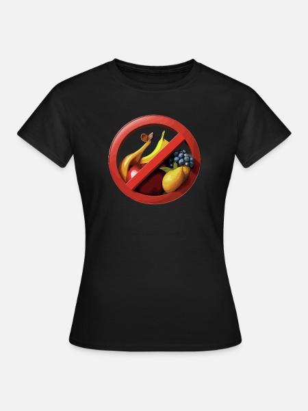 Obstverzicht mit Verbotszeichen - Frauen T-Shirt - Schwarz