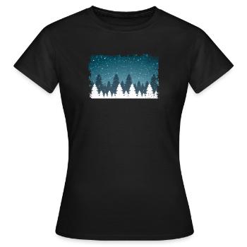 Snowfall | White fir trees, frayed edge - Women's T-Shirt - black - Front - AI Model Female 172 dark (172cm)