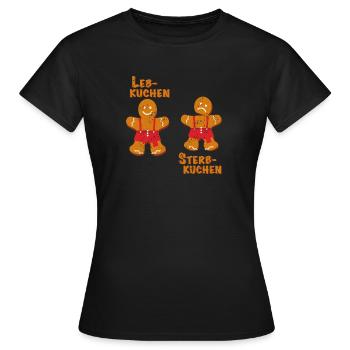 Leb und Sterbkuchen gepunktet - Frauen T-Shirt - Schwarz - Vorne - AI Model Female 172 dark (172cm)