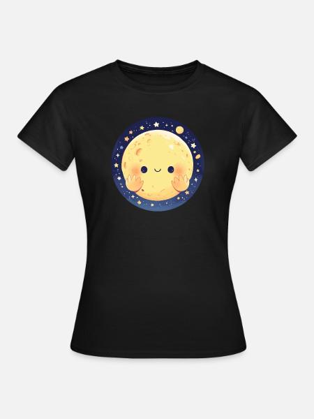 Der lächelnde Mond - Frauen T-Shirt - Schwarz