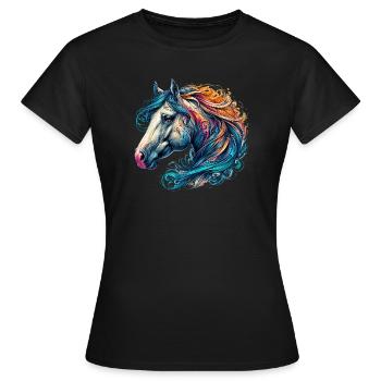 Pferd - Frauen T-Shirt - Schwarz - Vorne - AI Model Female 172 dark (172cm)