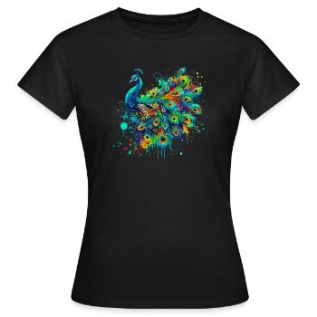 Pfau - Frauen T-Shirt - Schwarz - Vorne - AI Model Female 172 dark (172cm)