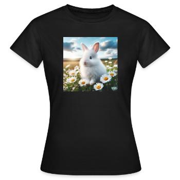 Adorable lapin blanc - T-shirt Femme - noir - Devant - AI Model Female 172 dark (172cm)