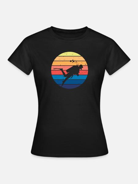 Retro Vibe Taucher - Frauen T-Shirt - Schwarz