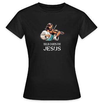 Violinen Akkorde für Jesus Christlicher Gott - Frauen T-Shirt - Schwarz - Vorne - AI Model Female 172 dark (172cm)