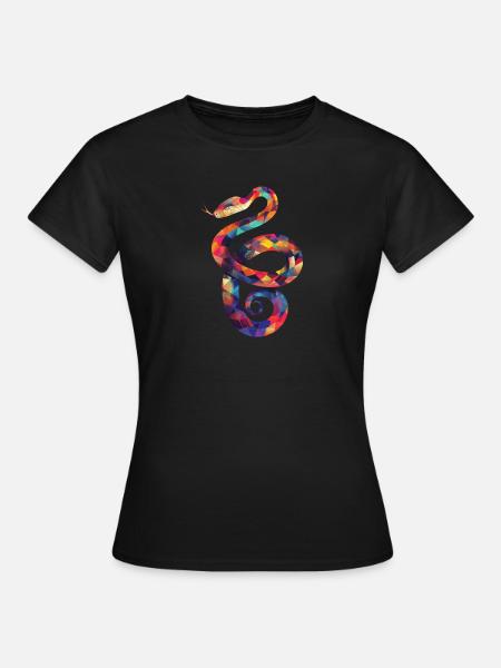 Bunte Schlangen-Illustration - Frauen T-Shirt - Schwarz