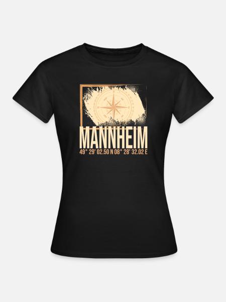 Mannheim Koordinaten - Frauen T-Shirt - Schwarz