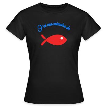 POISSON. MEMOIRE - T-shirt Femme - noir - Devant - AI Model Female 172 dark (172cm)