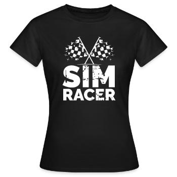 sim racer gaming zielflagge gamer Rennfahrer Logo - Frauen T-Shirt - Schwarz - Vorne - AI Model Female 172 dark (172cm)