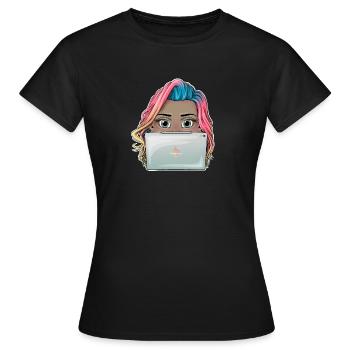 Lebendiges Reva Prisma arbeitendes Mädchen Design - Frauen T-Shirt - Schwarz - Vorne - AI Model Female 172 dark (172cm)