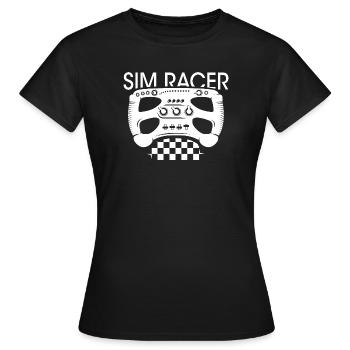 Simracer Lenkrad Zielflagge gaming Formula Racing - Frauen T-Shirt - Schwarz - Vorne - AI Model Female 172 dark (172cm)